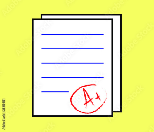 Grade A +. Drawing on a yellow background. Vector illustration. EPS 10