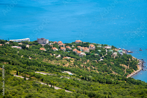 View of the village of Foros and the Black Sea from a height. Crimea