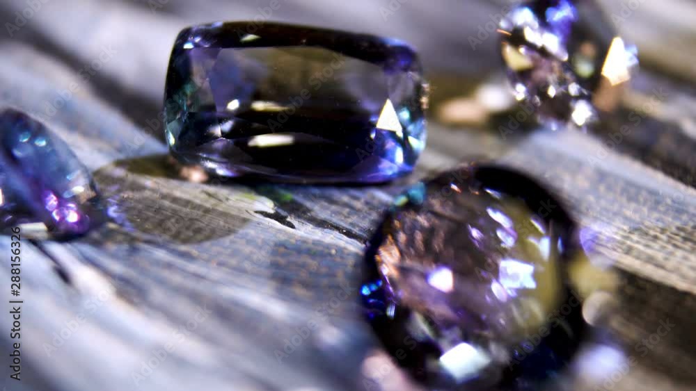 Ultramarine gemstone. Faceted Tanzanite Gem. Close up Ultramarine gemstone. Faceted Tanzanite Gem. Close up
