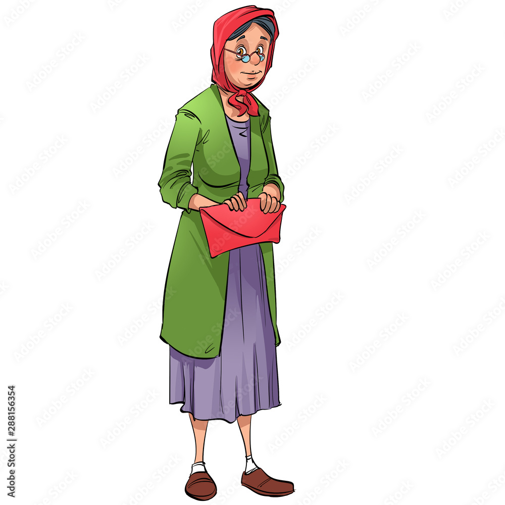 old woman in red headscarf
