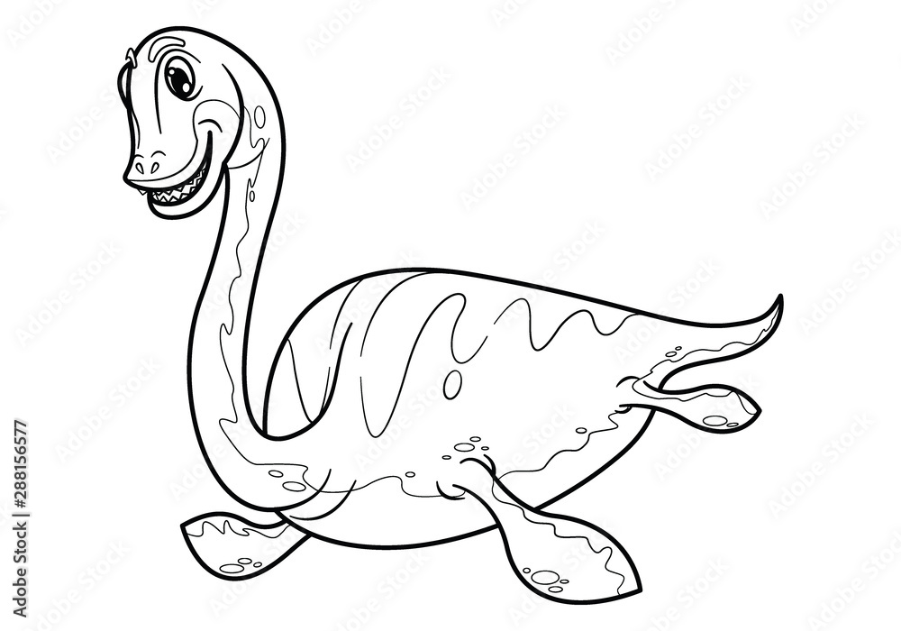 Cute cartoon dinosaur elasmosaurus character