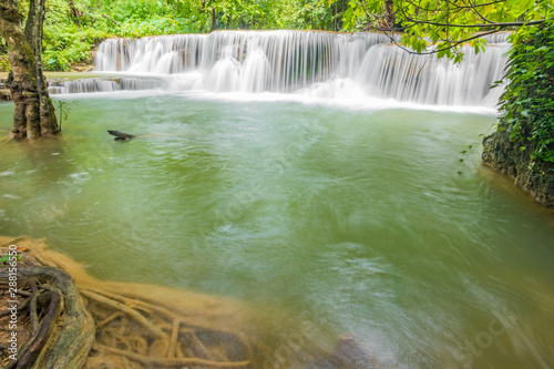 Huai Mae Khamin Waterfalls in Tropical Rainforest at Kanchanaburi Province  Thailand