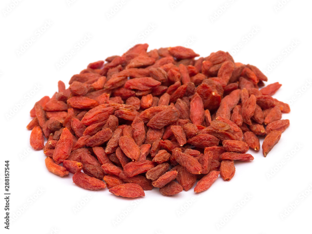 Pile of dried wolfberries isolated on white background Pile of dried wolfberries isolated on white background