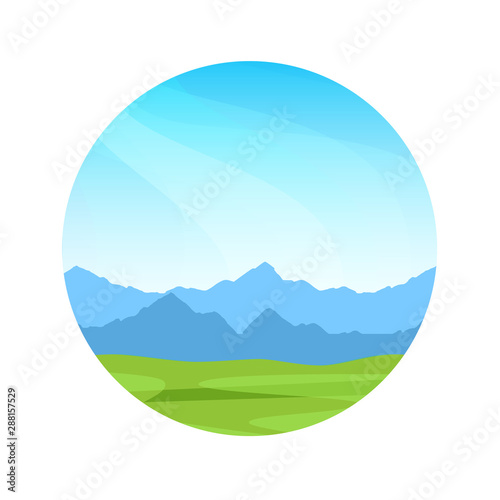 Alpine mountains on a sunny...