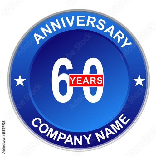 60 Years Anniversary Celebrate blue Vector Template Design Illustration