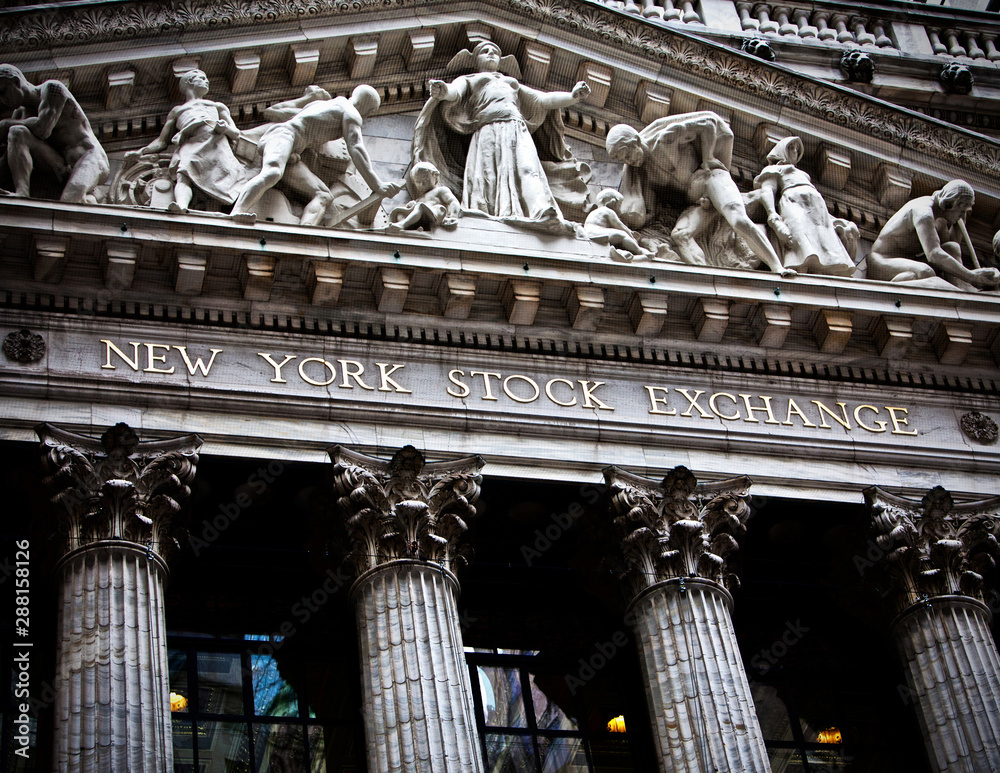 New York, 27th Dec 2011; New York Stock Exchange facade on Wall Street