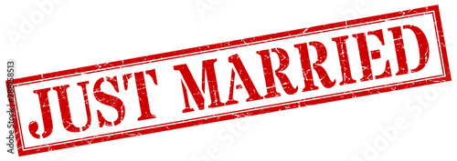 just married stamp. just married square grunge sign. just married photo