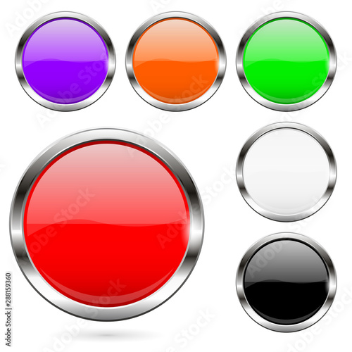 Free Download Colored buttons set. Shiny 3d glass round icons - GFXLoad