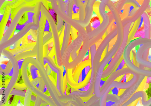 Abstract background with scribble. Blue, lime, pink color