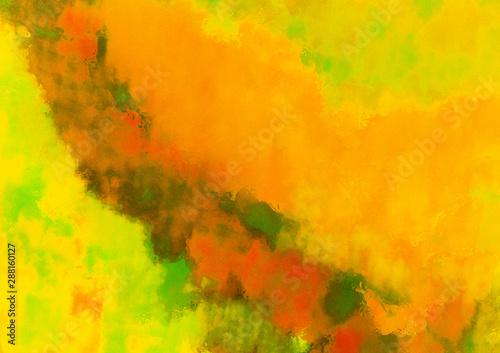 Abstract green, orange, yellow watercolor background