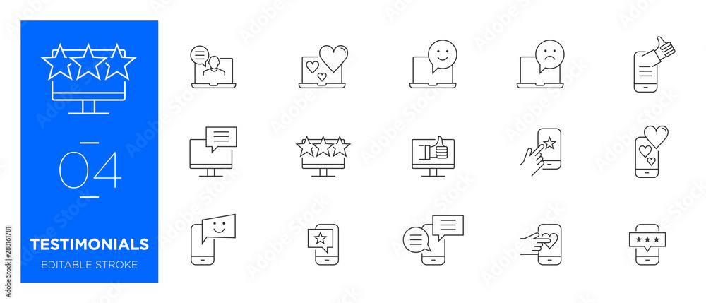 Set of Testimonials line icons - Modern icons Set of Testimonials line icons - Modern icons