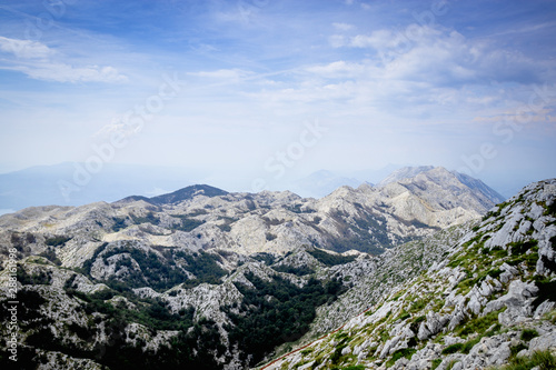 View of the peaks of the mountains. The beauty and majesty of nature created by the Creator