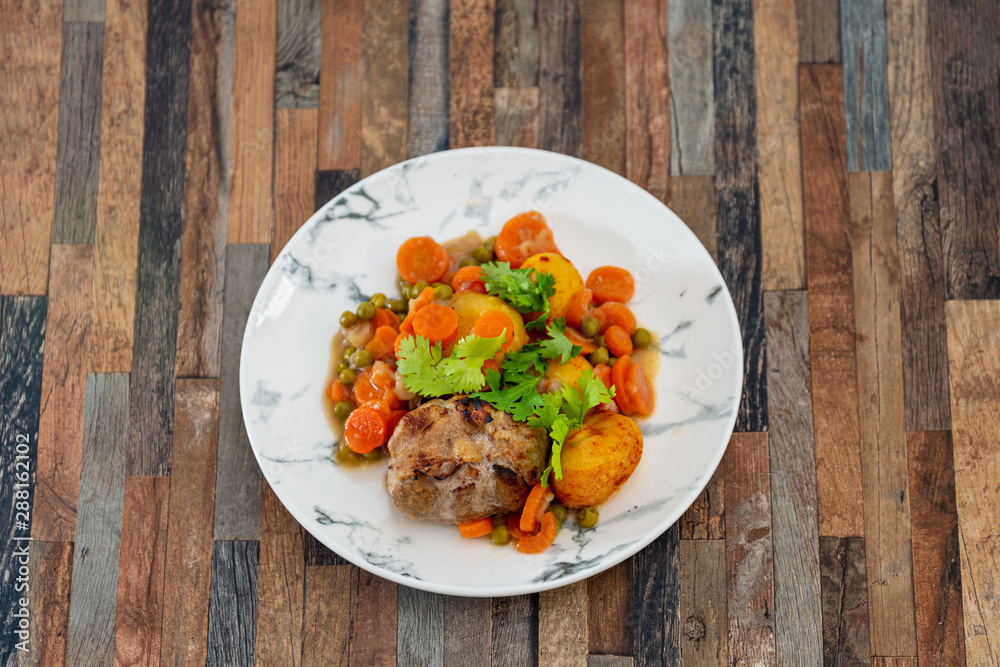 French traditional dish veal Paupiette vegetable plantation French traditional dish veal Paupiette vegetable plantation