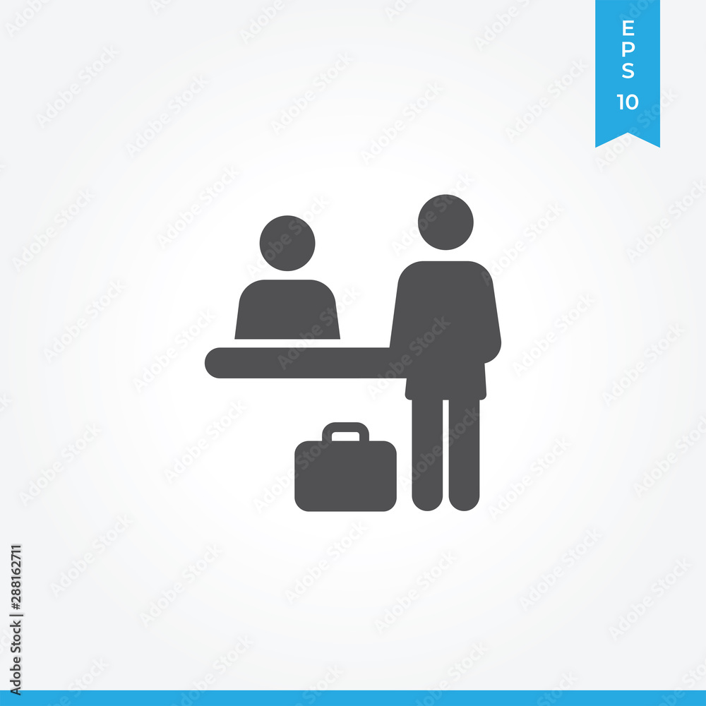 Check-in desk vector icon, simple sign for web site and mobile app. Check-in desk vector icon, simple sign for web site and mobile app.