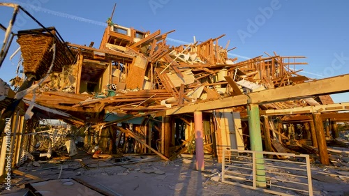 Hurricane destroyed beachfront property after hurricane Micahel ripped through Florida photo