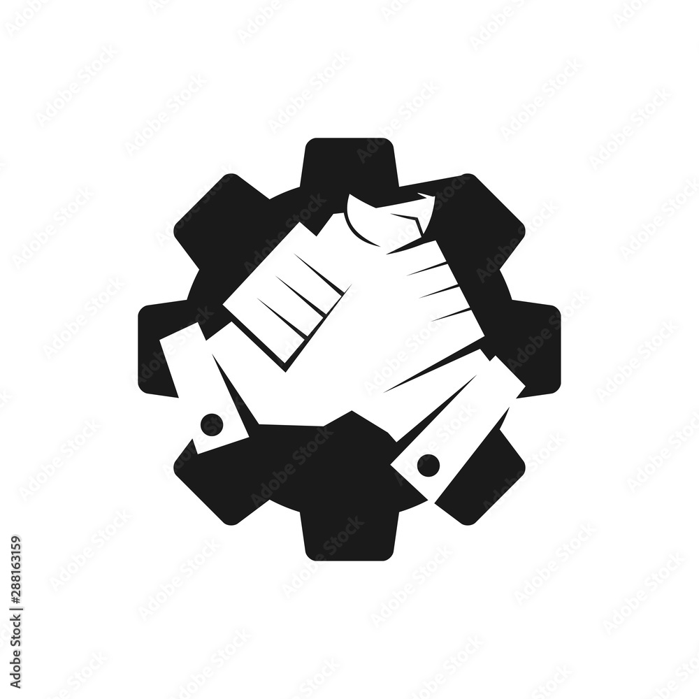 Gear Handshake Commitment Teamwork Together Black Logo Gear Handshake Commitment Teamwork Together Black Logo