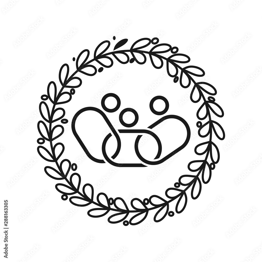 Obraz premium leaves rotation Commitment Teamwork Together Black Logo