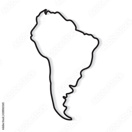 black outline of South America map- vector illustration