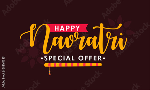  Happy Navratri. Indian festival celebration Vector typography set for banner, logo designetc . 