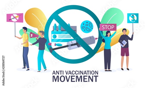 Anti vaccination movement poster template, vector illustration