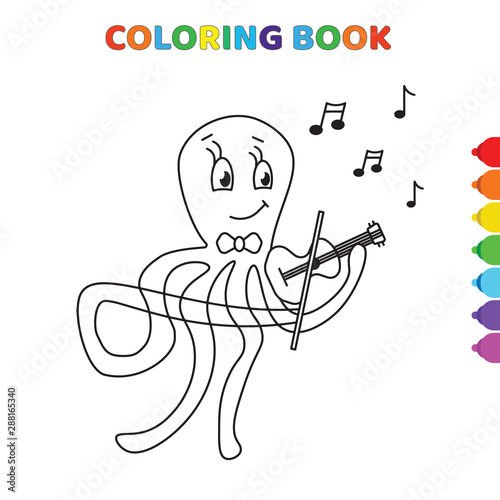 cute cartoon oscar playing a violin coloring book for kids. black and white vector illustration for coloring book. oscar playing a violin concept hand drawn illustration