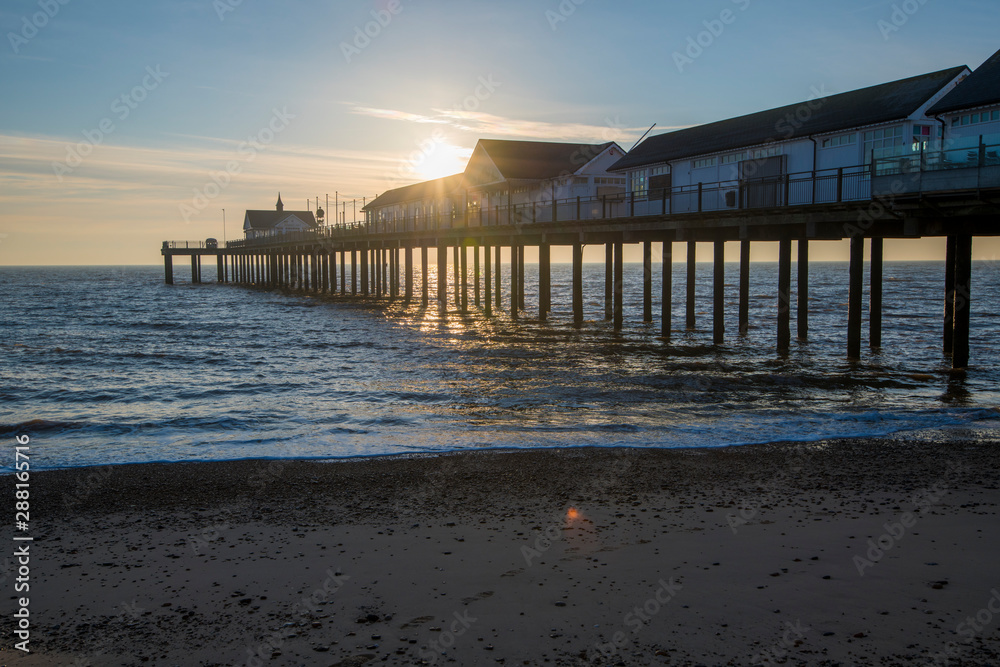 Early morning sunrise at Southwold Pier, Suffolk in January 2018