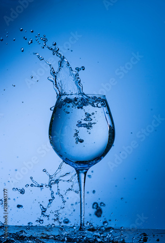 water, glass, drink, splash, liquid, pouring, blue, isolated, drop, white