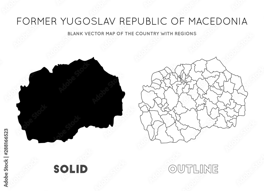 Macedonia map. Blank vector map of the Country with regions. Borders of ...