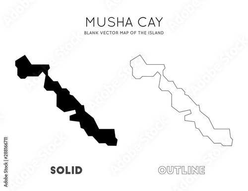 Musha Cay map. Blank vector map of the Island. Borders of Musha Cay for your infographic. Vector illustration.
