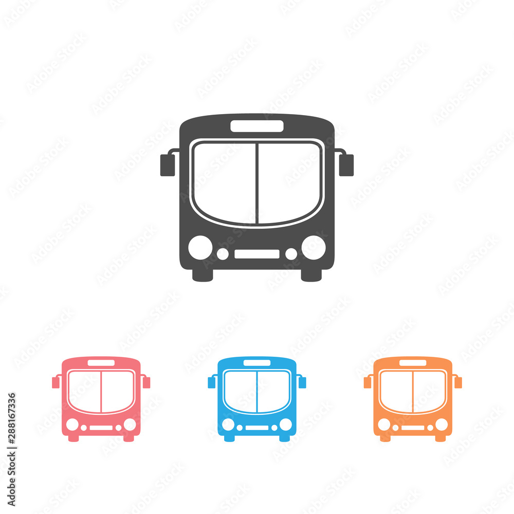 Bus icon set symbol on white. Vector illustration