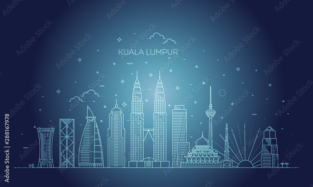 Obraz premium Panoramę Kuala Lumpur. Ilustracji wektorowych