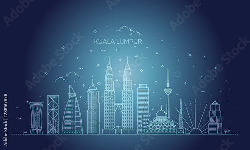Kuala Lumpur skyline . Vector illustration