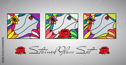 Floral bright stained glass decorative pattern colored mosaic