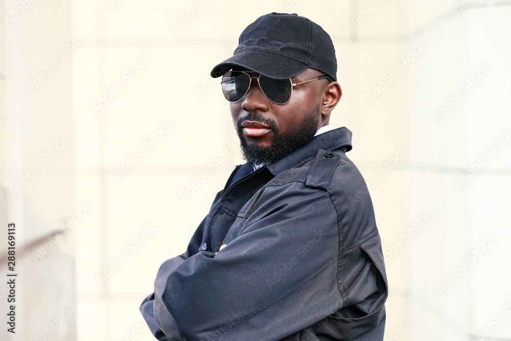 African-American security guard outdoors African-American security guard outdoors