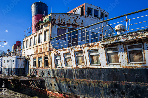 A derelict and rusted paddle steamer © nigelfrench