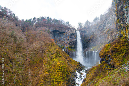 Kegon water Falls from Chuzenji lake in autumm season at Nikko, Japan. © khuntapol
