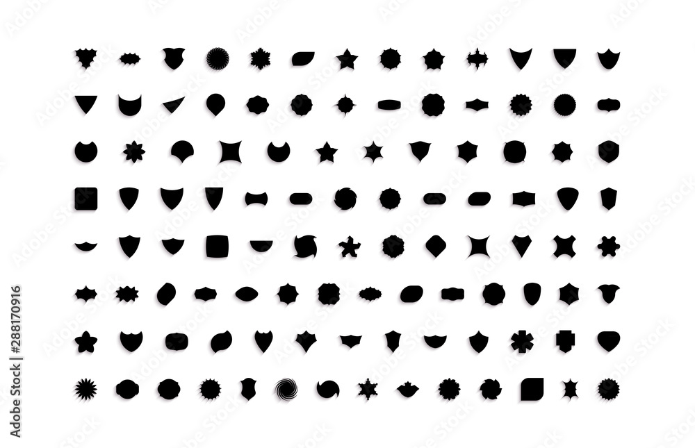 Set of empty geometrical shapes. Collection of design elements. Vector illustration for badge, label or sticker.