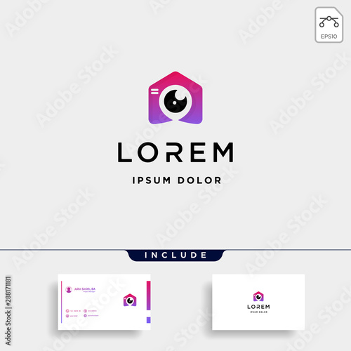 Camera Home Logo Template Vector Icon Design