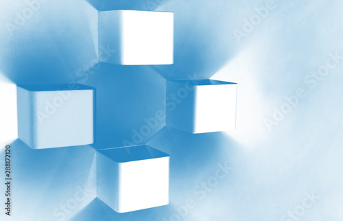 blue squares cubes background