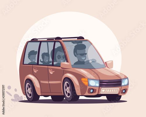 Road trip flat vector illustration