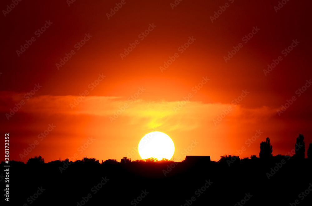 sunset golden sky , nature photo