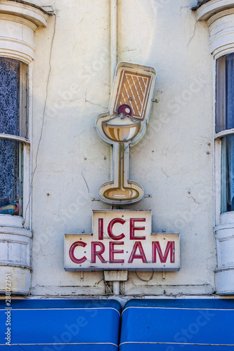 An old neon Ice Cream sign