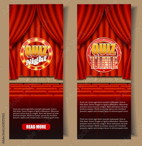 Quiz game vector vertical banner template set