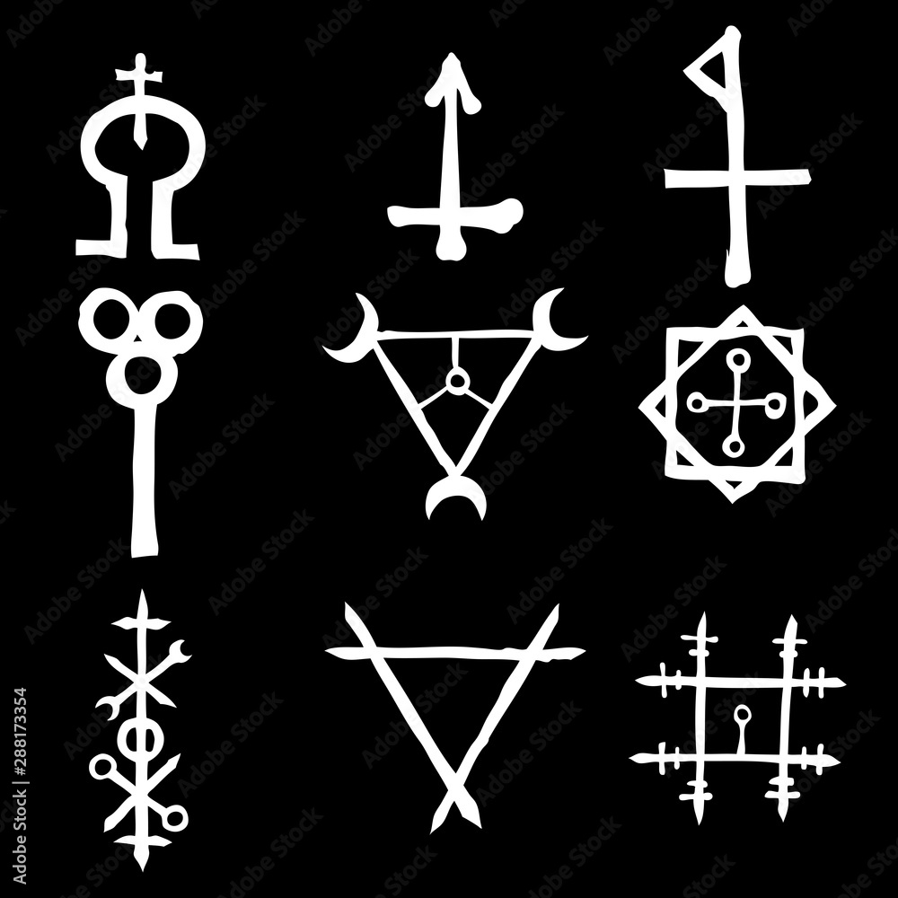 Set of Old Norse Scandinavian runes imaginary version. Runic alphabet ...