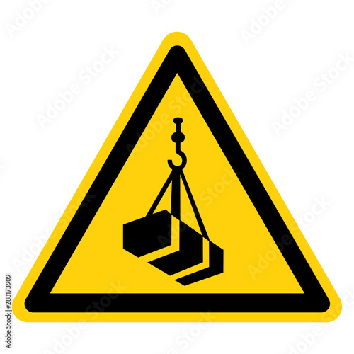 Beware Overhead Load Symbol, Vector Illustration, Isolated On White Background Label. EPS10