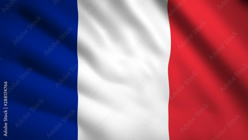 France flag Motion video waving in wind. Flag Closeup 1080p HD  footage