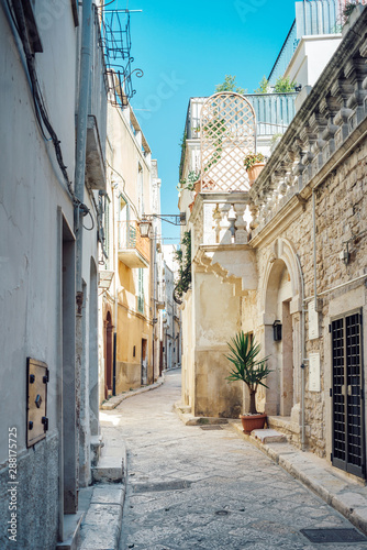 Foreshortening  alleys  houses in the historic center of Conversano  Puglia Italy.