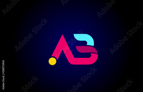 pink blue alphabet letter AB A B combination for company logo