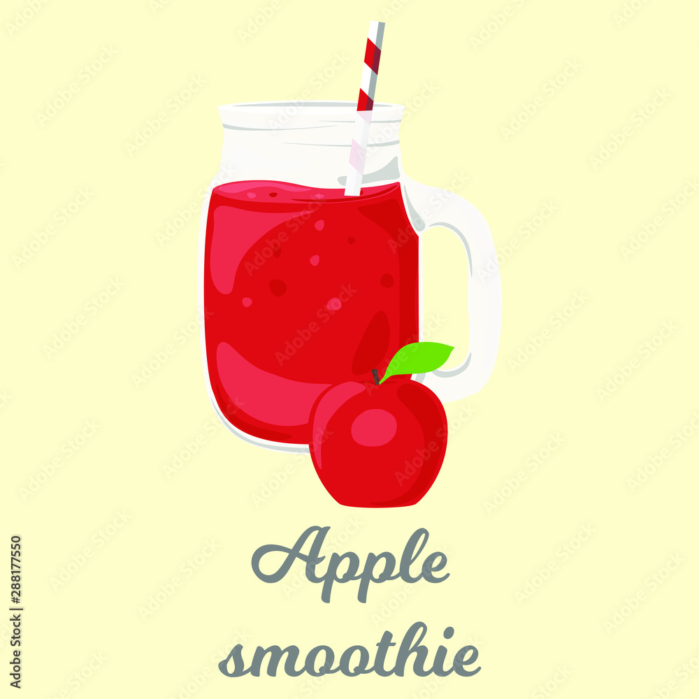 Apple smoothie cartoon vector clipart. Colored isolated drink