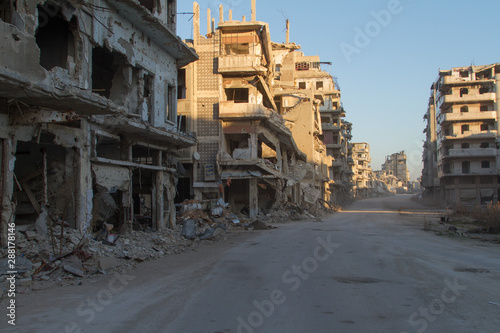 Obraz w ramie Destroyed Homs centre, Syria